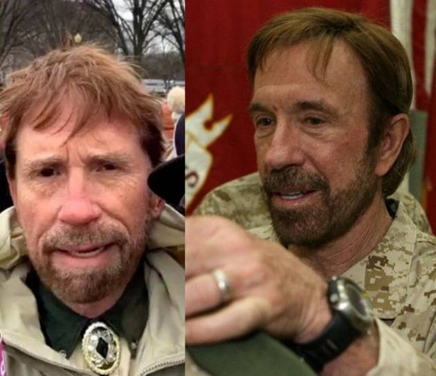 척 노리스의 닮은꼴(왼쪽)과 척 노리스(오른쪽)/사진=온라인 커뮤니티