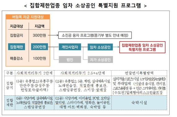집합제한업종 임차 소상공인 특별지원 프로그램. 자료:금융위원회