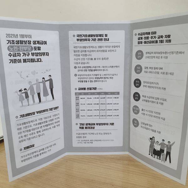 12월, 우편을 통해 전달받은 변경된 복지와 관련된 내용들.