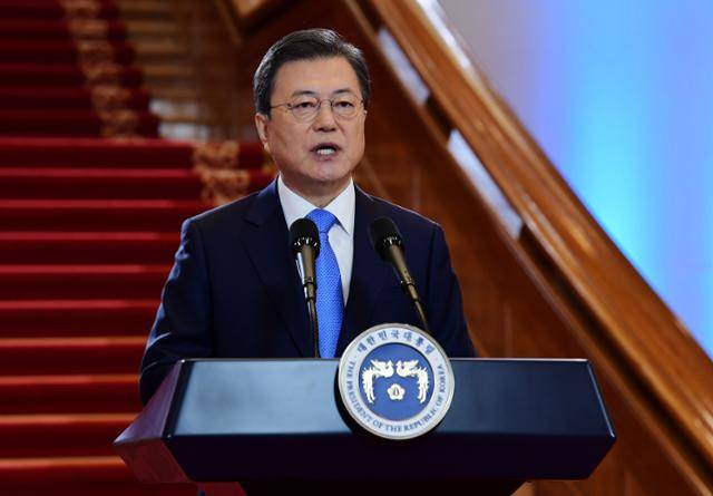 2021년 신년사를 발표하는 문재인 대통령. 왕태석 선임기자