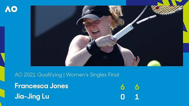 호주오픈 본선에 오른 존스. [호주오픈 테니스대회 소셜 미디어 사진. 재판매 및 DB 금지]