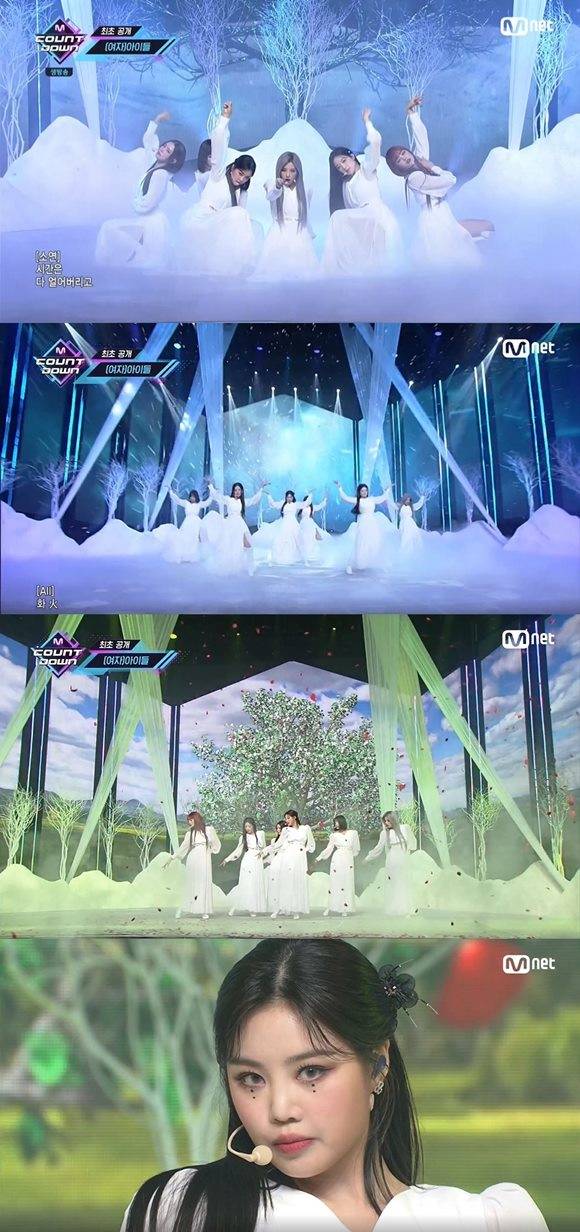 그룹 (여자)아이들이 14일 방송된 Mnet '엠카운트다운'에서 '화(火花)'의 첫 컴백 무대를 선보였다. /큐브엔터테인먼트 제공