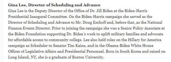 지나 리 백악관 합류 알리는 바이든 인수위원회 보도자료 / 사진=인수위 보도자료 갈무리