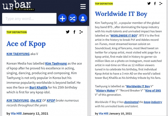 'Worldwide IT Boy, Ace of Kpop' 방탄소년단 뷔, 최초 & 최고 독보적 임팩트