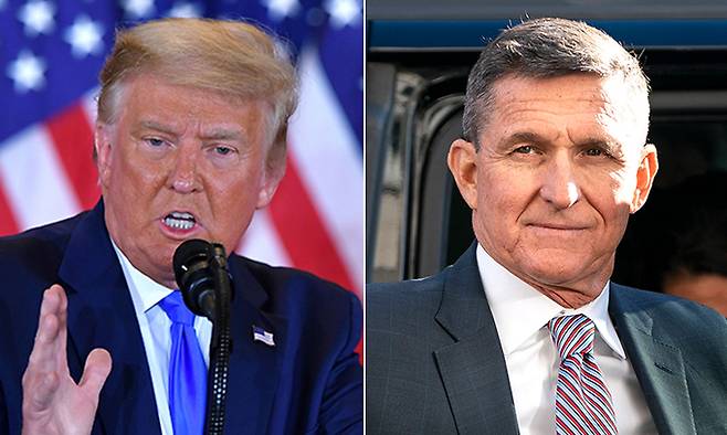 도널드 트럼프 미국 대통령(왼쪽), 마이클 플린. 연합뉴스