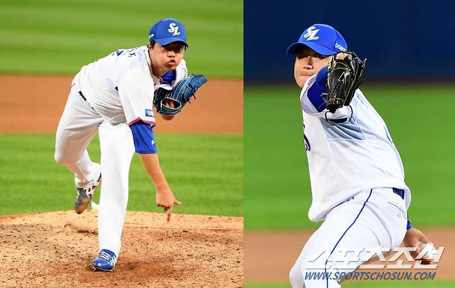 삼성 불펜의 젊은 파이어볼러 듀오 김윤수(왼쪽)와 최지광. 최문영 기자 deer@sportschosun.com허상욱 기자 wook@sportschosun.com
