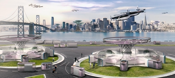 현대자동차가 'CES 2020'에서 공개한 미래 모빌리티 비전. UAM과 모빌리티 허브 등이 담겨 있다./현대차 제공