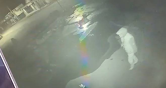 사건 직후 현장을 벗어난 피의자 모습이 담긴 CCTV 영상 캡처. 피해 굴착기 주인 허모(59)씨 제공