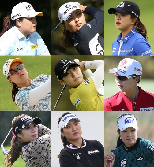 2021년 미국여자프로골프(LPGA) 투어에서 활약이 기대되는 박인비, 고진영, 김세영, 김효주, 이정은6, 유소연, 김아림(사진제공=KLPGA). 박성현, 전인지 프로(사진제공=Getty Images)