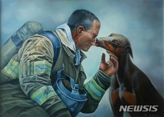 (재)의정부문화재단 '20인의 어울림전' 전시 작품 '도베르만 키스'(사진 = (재)의정부문화재단 제공)