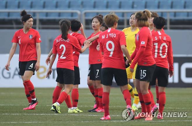 한국 여자 축구대표팀 선수들 경기 모습 [연합뉴스 자료사진]