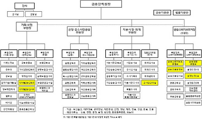 금융감독원 조직도. (자료=금감원)