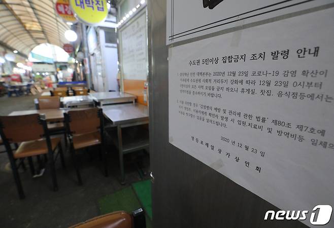 19일 서울 영등포시장이 한산한 모습을 보이고 있다. /뉴스1 © News1 신웅수 기자