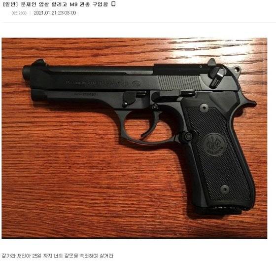 온라인 커뮤니티 '디씨인사이드'에 21일 오후 올라온 게시물. [디씨인사이드 캡처]