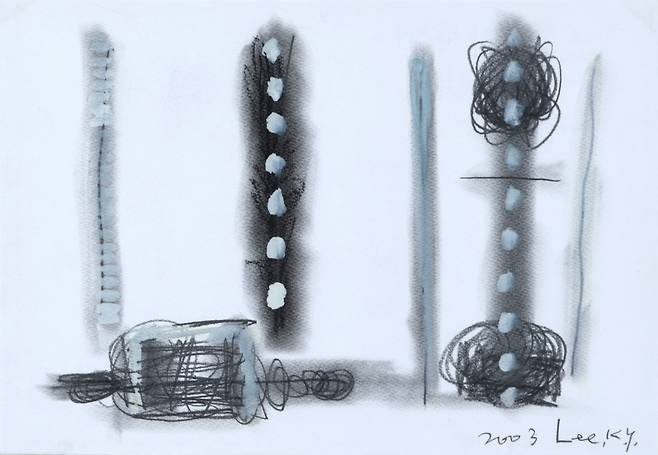 이건용, 무제, 27×40cm, 종이에 흑연, 아크릴, 2003