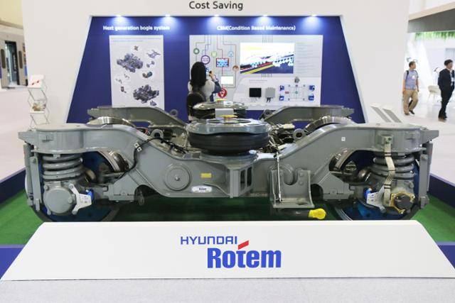 KTX-이음 열차의 받침대로 사용하는 대차. 현대로템 제공