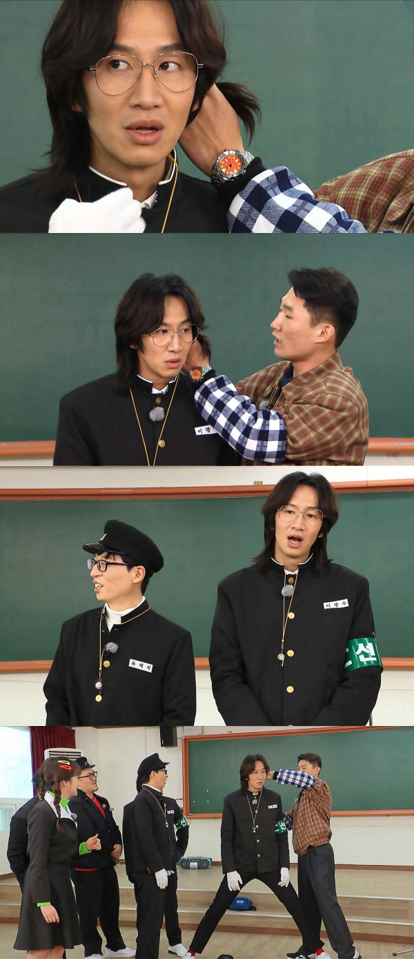 In a recent recording, Yoo Jae-Suk and Lee Kwang-soo, who were divided into high school leaders in the 80s, acted as leaders of fear who pointed out the members sharply.Yoo Jae-Suk told Lee Kwang-soo, the same leading member, Why are you doing this? He said, Team kills and the other members started attacking Lee Kwang-soos back head, saying, What is that head?Lee Kwang-soo pointed out the back of the students head teacher, saying, If the teacher tells me to cut the back of the head, I will cut it unconditionally.The members said, Do you think you really cut?, Is this a contest? Is it real? What? And wondered what the fate of Lee Kwang-soos back hair would be.Meanwhile, Lee Kwang-soo has recently become a YouTube hot star and has been at the center of the topic.Running Man including Wood Moment, Entertainment Gods Helpful Daeyu Jam Precious Moments, Inc., Yumsong, Precious Moments, Inc. And Running Man re-edited by SBS NOW channel last week. Content became a hot topic, and an unusual algorithm was created that a YouTubers Lee Kwang-soo OUT BGGM video exceeded 1 million views.Again, it raises expectations for the birth of Legend Content.The fate of Lee Kwang-soo, which has become a teasing point for the usual members, will be revealed at Running Man which is broadcasted at 5 pm this afternoon.