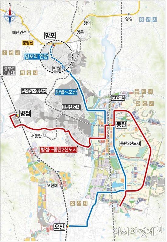 동탄 도시철도 노선도 [경기도 제공]