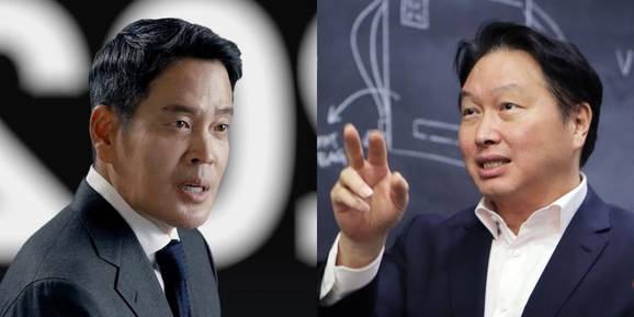 (왼쪽부터) 정용진 신세계 부회장과 최태원 SK 회장./조선비즈DB