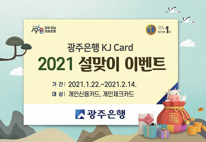 광주은행은 KJ카드 개인고객을 대상으로 오는 2월 14일까지 ‘2021 설맞이 이벤트’를 실시한다/사진=광주은행 제공.