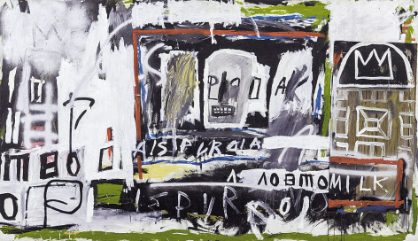 뉴욕, 뉴욕, 1981, 캔버스에 아크릴릭, 오일 스틱, 스프레이 페인트, 실버 스프레이 페인트, 종이 콜라주, 128.3×226.1cm