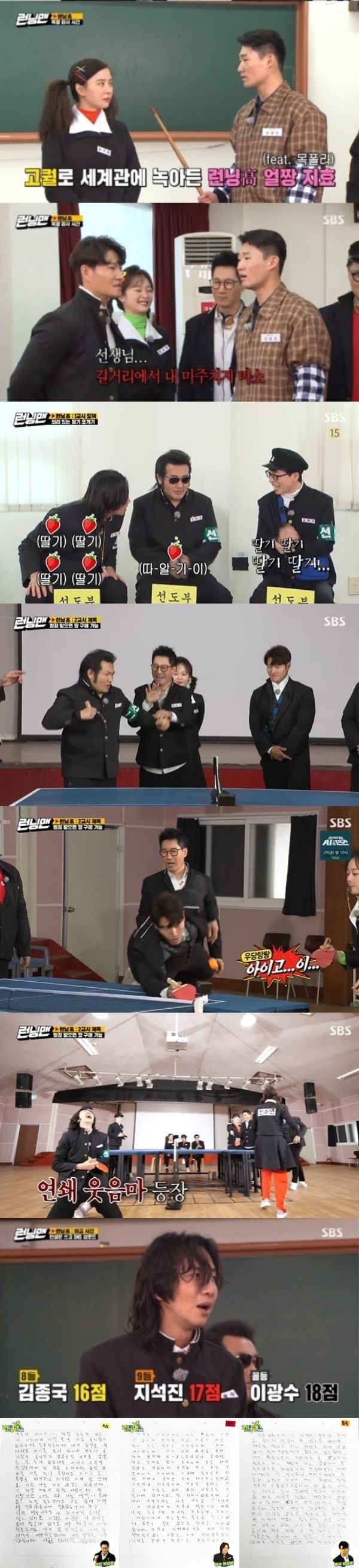 Running Man once again collected topics with Penal Letter of apologetic SNS upload.SBS Running Man, which was broadcasted on January 24th, recorded the first target of SBS, 2049 TV viewer ratings, 2.9% and 2.3% (Nilsen Korea metropolitan area, household standard), respectively.Top TV viewer ratings per minute jumped to 7.3 per cent.On this day, Race was decorated with the Burning 18 Again Race, which members divided into high school students in the 80s, and actors Kim Bo-sung and Defconn were invited as guests.Haha X Song Ji-hyo X Yang Se-chan was a band, Kim Jong-kook X Ji Suk-jin X Jeon So-min X Defconn was a dance department, and Yoo Jae-Suk X Lee Kwang-soo X Kim Bo-sung was transformed into a leading part and laughed from visuals.In Race, where the comedian Shin Jin appeared as a student teacher, the game of strawberry split upgrade was revealed and attracted attention.However, Kim Bo-sung was a Game Black Hole with a serious hole strength, and even moreover, Yoo Jae-Suk, who was a Kim Bo-sung, laughed because he could not pass his turn.In the end, Kim Bo-sung laughed at the team kilo game, which called the leading team.In the next race Tripital Expansion Table Tennis, the members became useless and serious, making the scene furious.In particular, the confrontation between the three leading members and the band soared to 7.3% of the highest TV viewer ratings per minute, and Defconn was angry that he could not catch the racket because of the members who became serious when he entered the game.Bae Hyo-ju on the news