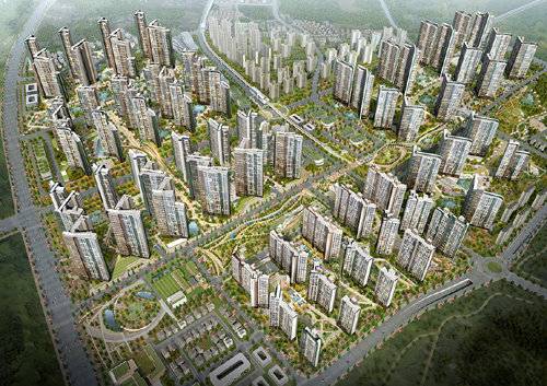 리조트도시 시즌 2 왕길역 로열파크씨티 푸르지오 총 1만3000가구 전체 조감도