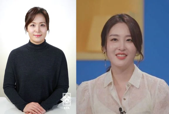 홍은아 KFA 신임 부회장(왼쪽)과 신아영 아나운서. /조선DB