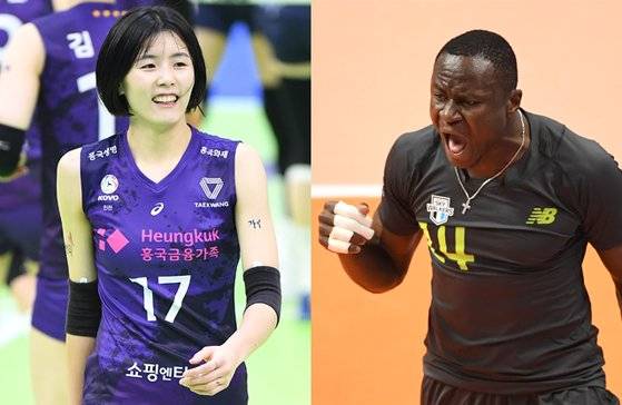 V리그 4라운드 MVP에 선정된 흥국생명 이재영과 현대캐피탈 다우디. KOVO 제공