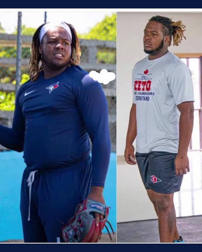 ▲ 게레로 주니어 다이어트 전(왼쪽)과 후. ⓒ헥터 고메스 기자 트위터 캡처