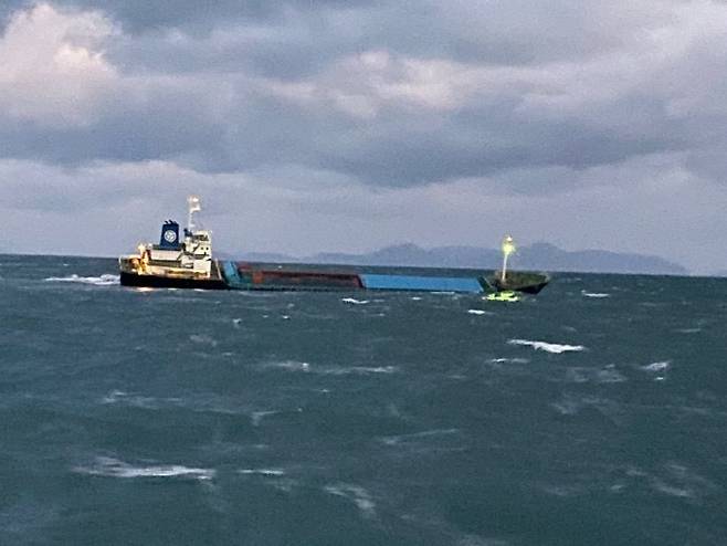 전남 완도군 여서도 인근에서 침몰한 화물선 [사진 제공 = 완도해경]