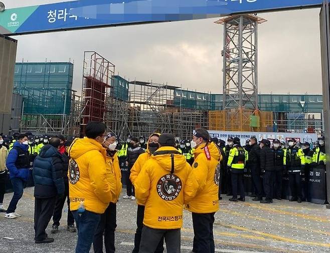 노동자단체 간 충돌이 발생한 공사장 [독자 제공. 재판매 및 DB 금지]