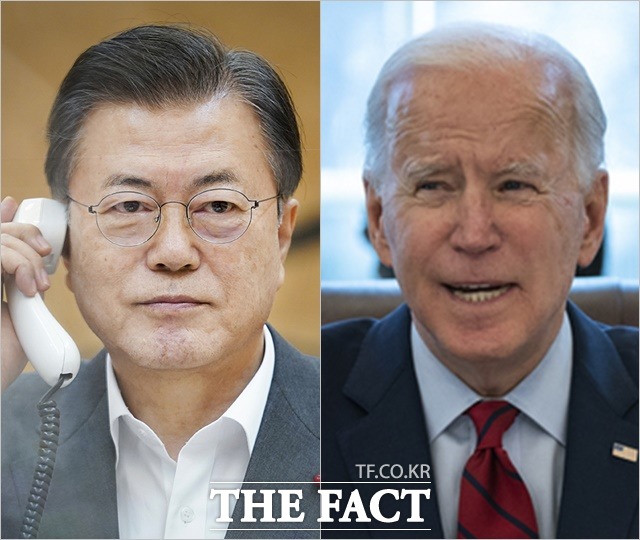 문재인 대통령(왼쪽)과 조 바이든 미국 대통령의 북한 핵 문제 해결에 대한 인식에 간극이 있다는 정황이 속속 드러나고 있다. /청와대, 뉴시스