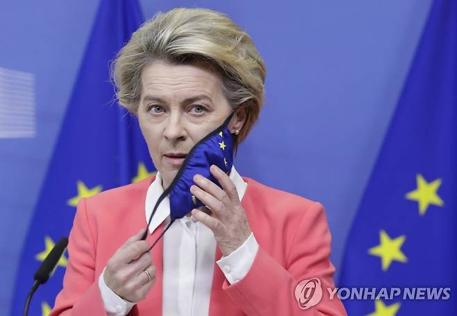 우르줄라 폰데어라이엔 EU 집행위원장 (브뤼셀 EPA=연합뉴스) 유럽연합(EU) 행정부 수반 격인 우르줄라 폰데어라이엔 집행위원장