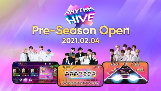Mobile rhythm game "Rhythm Hive," launched on Thursday, will service hit songs by BTS and other artists. [SUPERB]