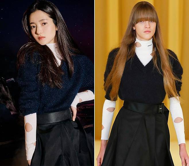 배우 김태리, 프라다 2021 S/S 컬렉션/사진=넷플릭스 인스타그램, 프라다(PRADA)