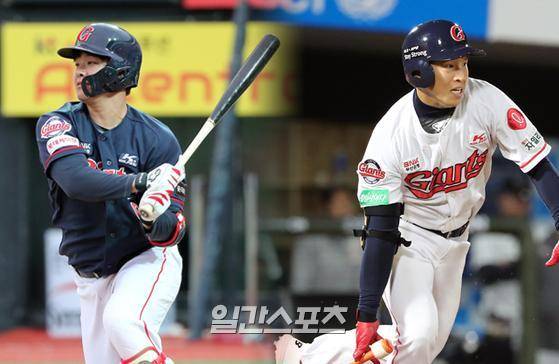 2021시즌 연봉이 대폭 줄어든 민병헌(왼쪽)과 손아섭은 FA 보상 규정 등급제에 따라 B등급으로 분류된다. 타 구단에서 영입시 부담이 훨씬 줄어든 셈이다.