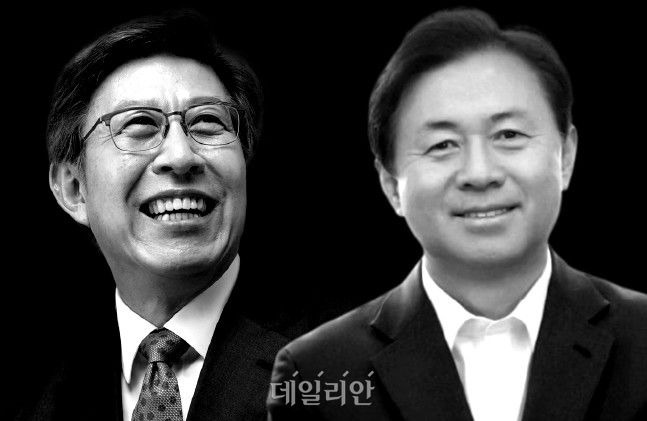 박형준 국민의힘 부산시장 보궐선거 예비후보와 김영춘 더불어민주당 부산시장 보궐선거 예비후보ⓒ데일리안DB