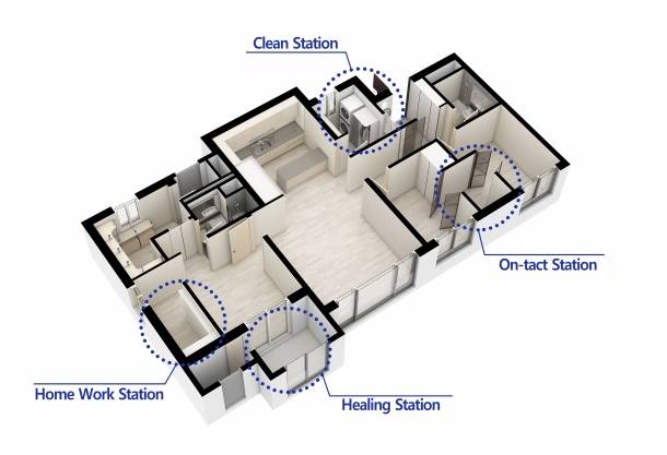 올인룸(All-in-Room) 3D 평면도. [사진=현대엔지니어링]