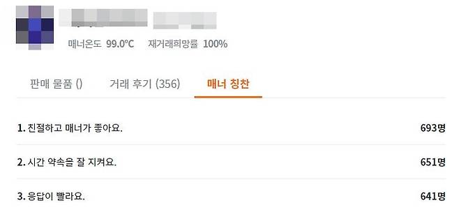 당근마켓 매너온도 99.9도 이용자의 프로필/사진=당근마켓