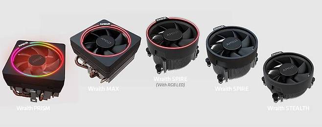AMD CPU와 함께 제공되는 레이스(Wratith) 시리즈 쿨러. 출처=AMD