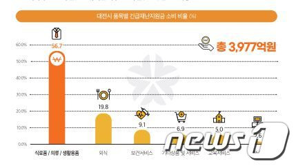 대전시 품목별 긴급재난지원금 소비 비율.(대전세종연구원 제공)© 뉴스1