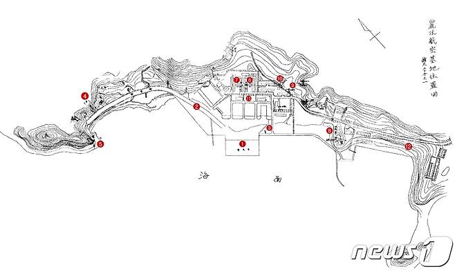일제 강점기 여수시 신월동 일원의 항공기지 위치도.(주철희 박사 제공)/뉴스1 © News1