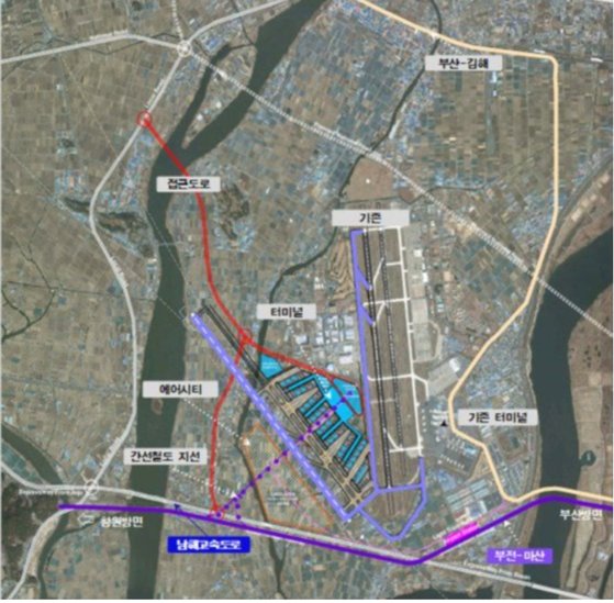 국토교통부의 김해신공항 건설계획도. 자료:부산시