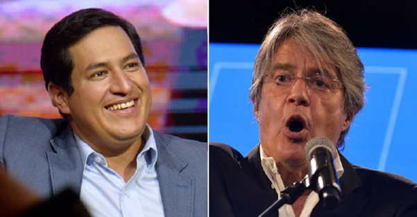에콰도르 대선 1차 투표에서 1, 2위를 차지한 안드레스 아라우스 후보(좌)와 기예르모 라소 후보(우). /AP 연합뉴스
