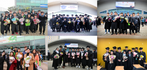 2015~2019년 학사학위 취득 지원을 받은 서울반도체 직원들의 졸업식 사진./사진제공=서울반도체