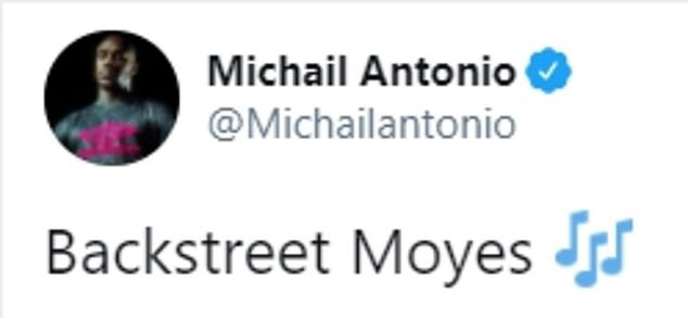 안토니오가 SNS에서 모예스 감독에 대한 존경을 나타냈다.