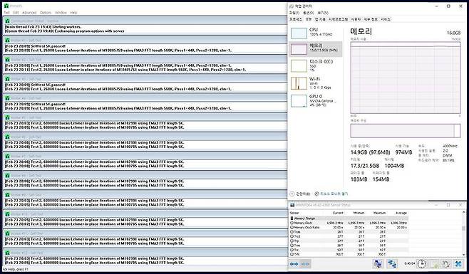 별다른 설정 없이 인가전압만 1.35V로 끌어올린 상태에서 40분 간 4,000MHz로 프라임 95 테스트를 버텼다. 출처=IT동아