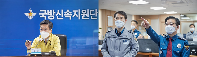 국방부와 경찰은 백신 호송 임무를 맡아 실시간 모니터링을 통해 긴급상황에 대처할 계획이다. 사진은 서욱(왼쪽) 국방부 장관과 김창룡 경찰청장. /사진=뉴스1(국방부, 경찰청)