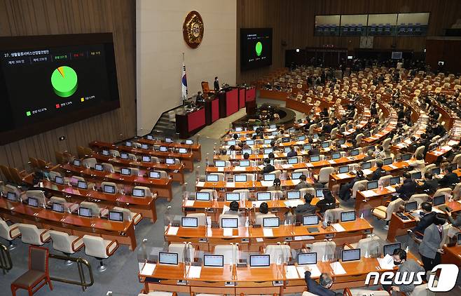 국회 본회의 모습. 2021.1.8/뉴스1 © News1 신웅수 기자